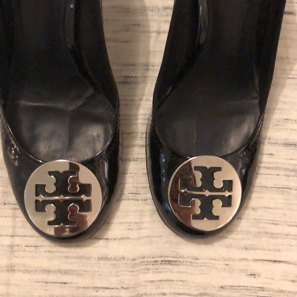 Tory Burch patent block heel pumps
